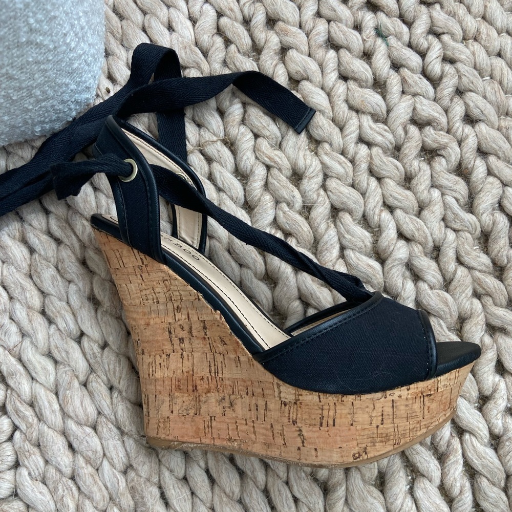 Bamboo Lace Up Wedges